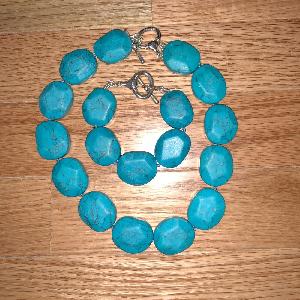 Turquoise Stone necklace and bracelet